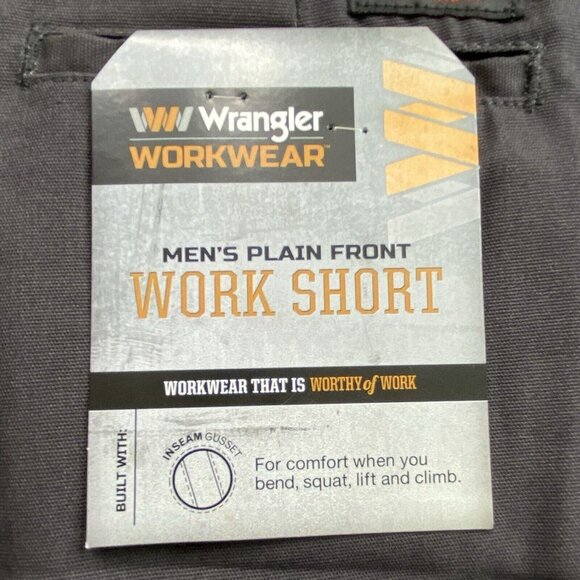 Wrangler Workwear Shorts Mens 42 x 12 Gray Plain Front Inseam GusseI Outdoor - Picture 4 of 9